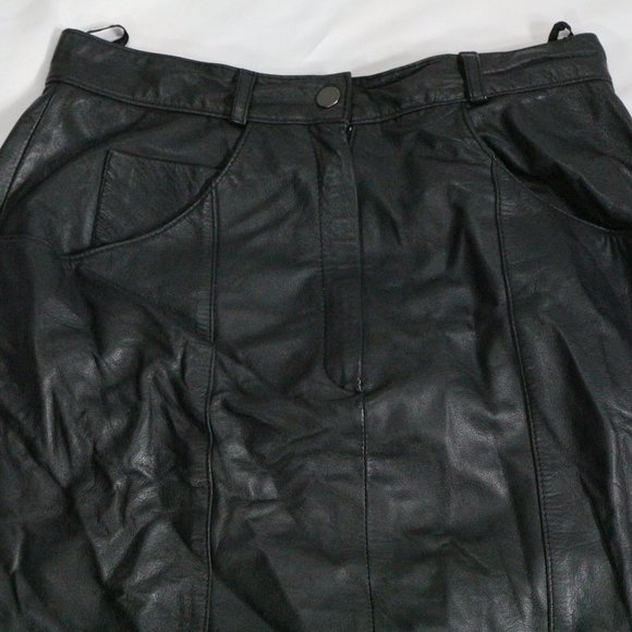 VTG CALLIOPE Leather Works A-Line Rear Slit Skirt Sz 8 - Picture 3 of 13